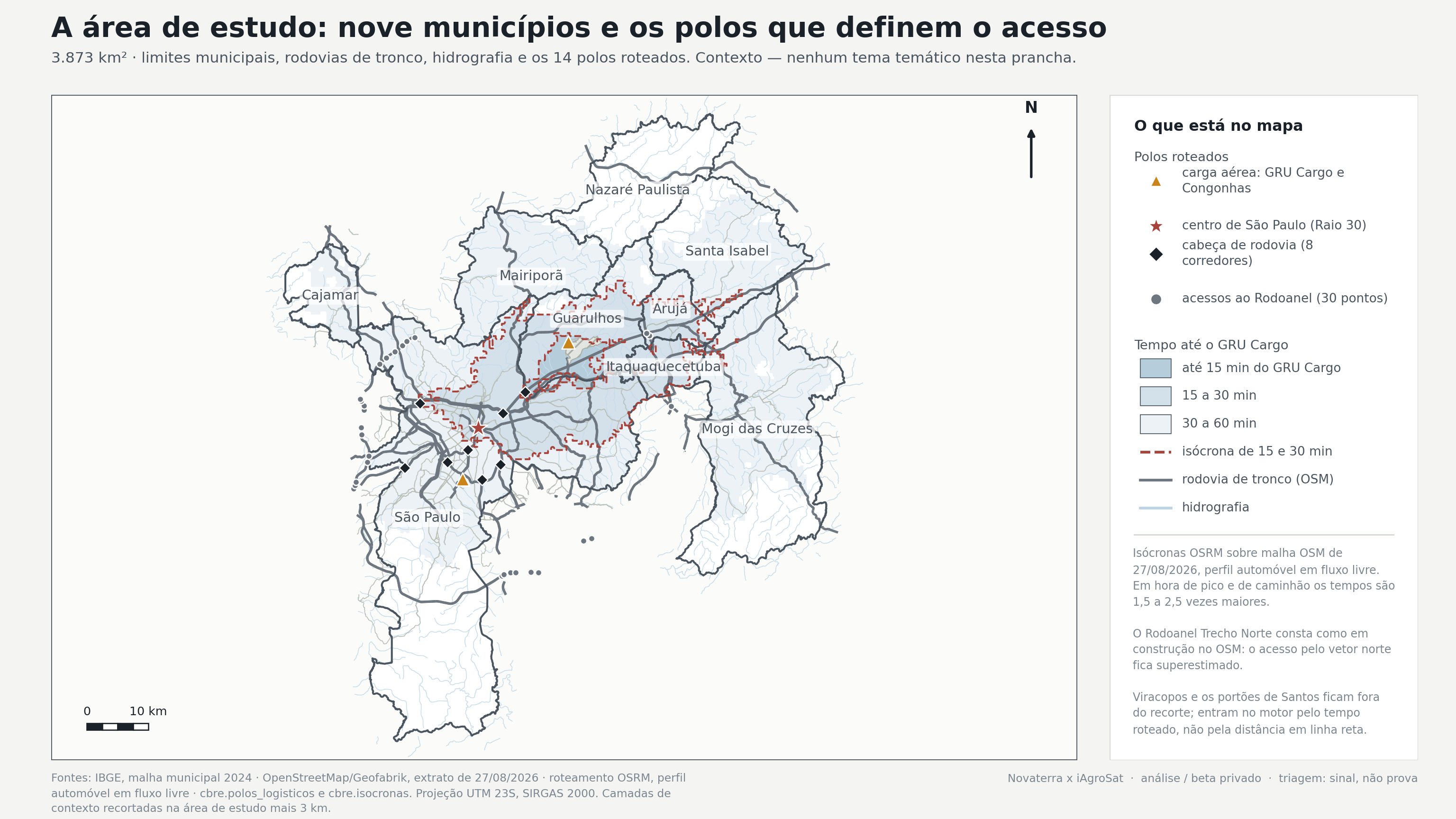 A área de estudo e os polos